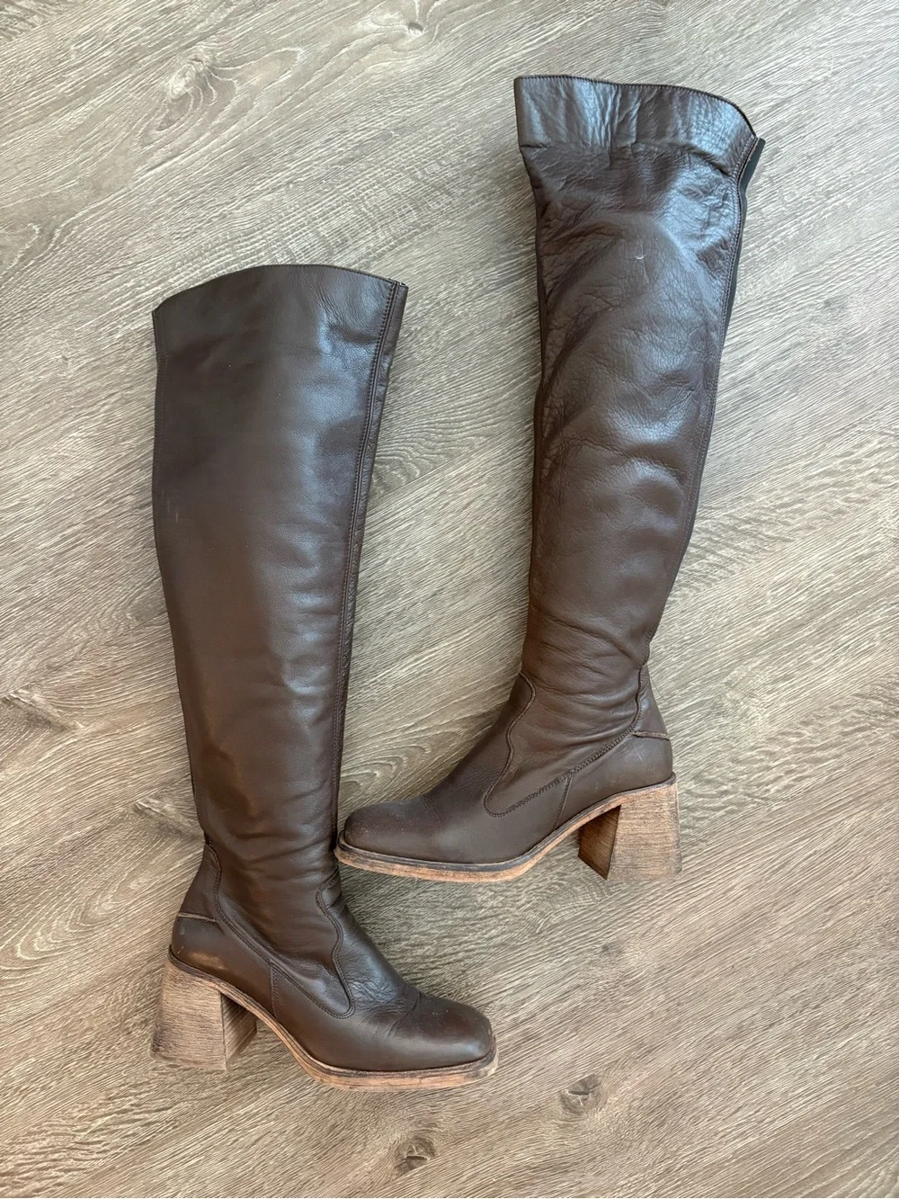 Free People Dark Brown Brianna Over-the-Knee Leather Boots